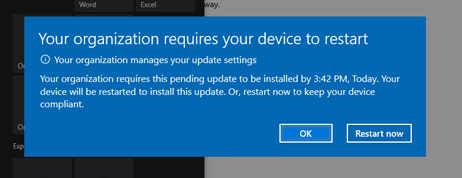 Windows 10 update Deadline notification