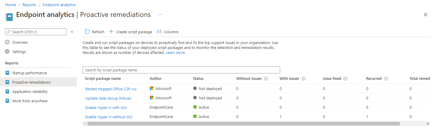 Intune Proactive remediations overview