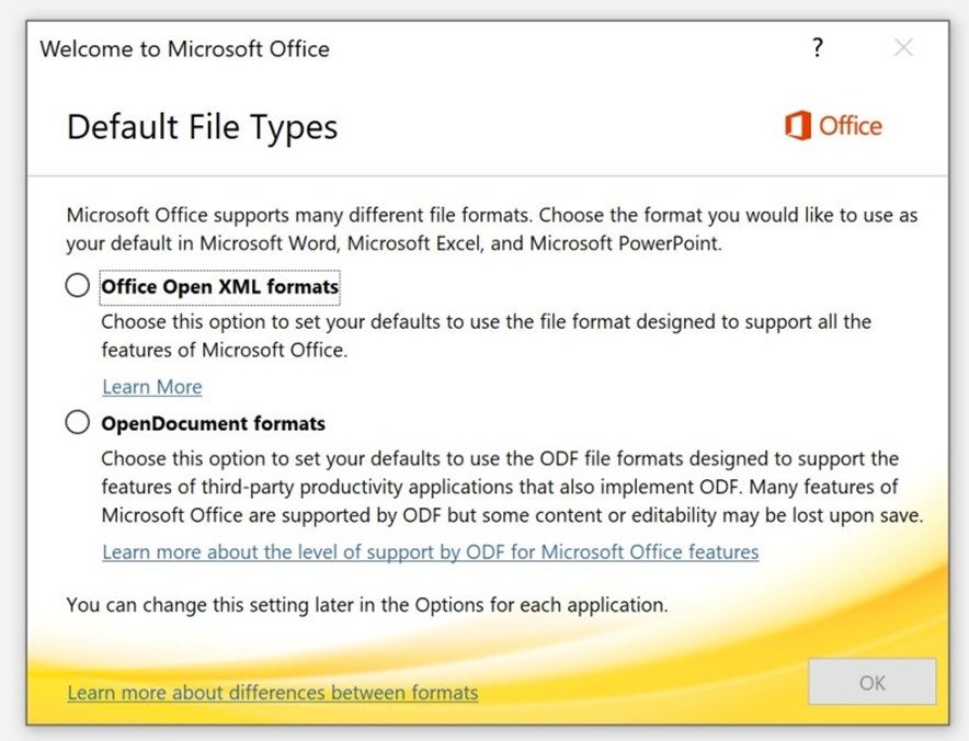 Suppress Default File Format Office 365 prompt run via Intune